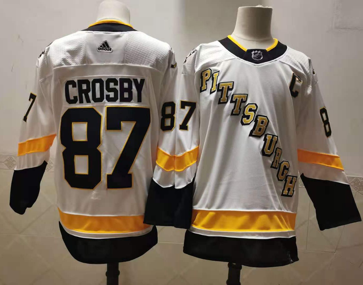 Men Pittsburgh Penguins 87 Crosby White Authentic Stitched 2020 Adidias NHL Jersey